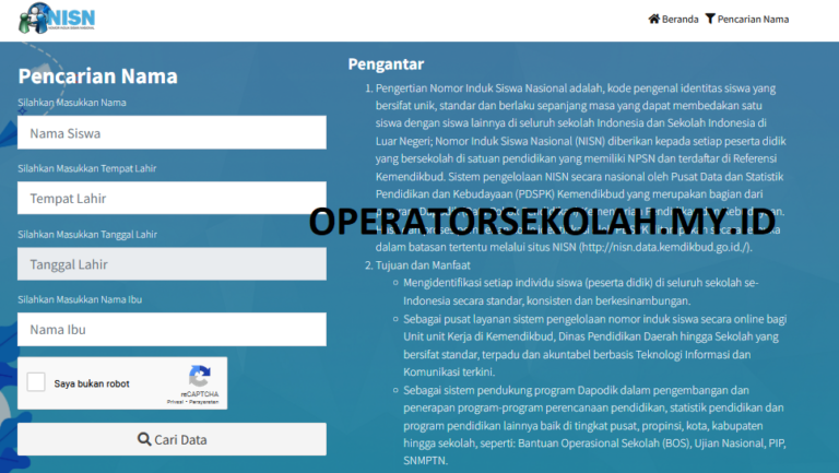 Begini Cara Mencarinya NISN Secara Online Operatorsekolah My Id